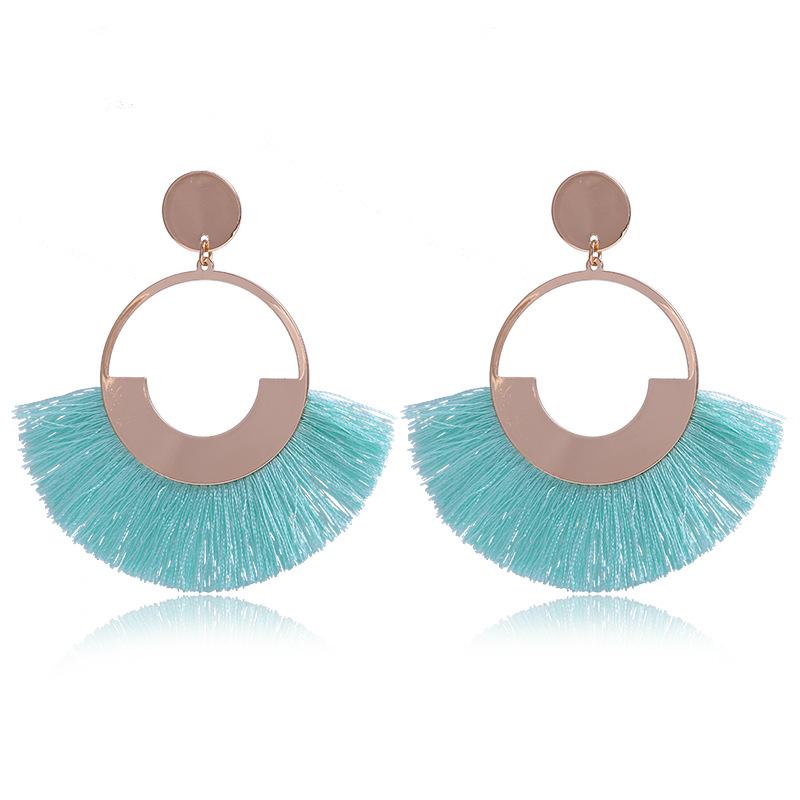 Bohemian Long Tassel Earrings for Women Big Round Circle Sector Drop Earrings Vintage Statement Jewelry Oorbellen Brinco