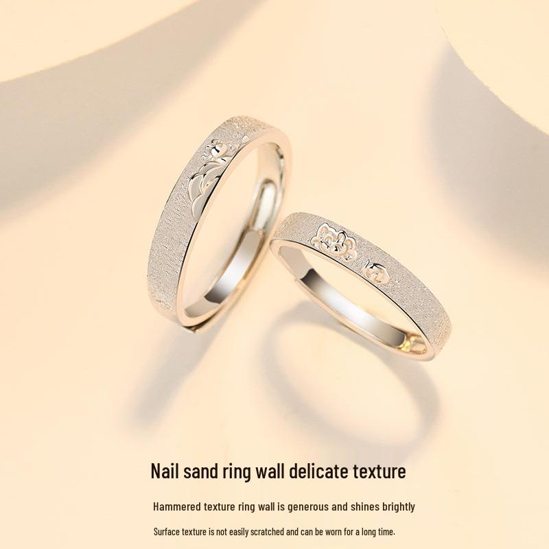 925 Silver Couple Rings: Niche Design Matching Rings for Trendy Women and Men – Ideal Christmas Gift for Girlfriend