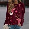 Women's Fashion Casual Long Sleeve Christmas Printed  Neck Sweatshirt Top