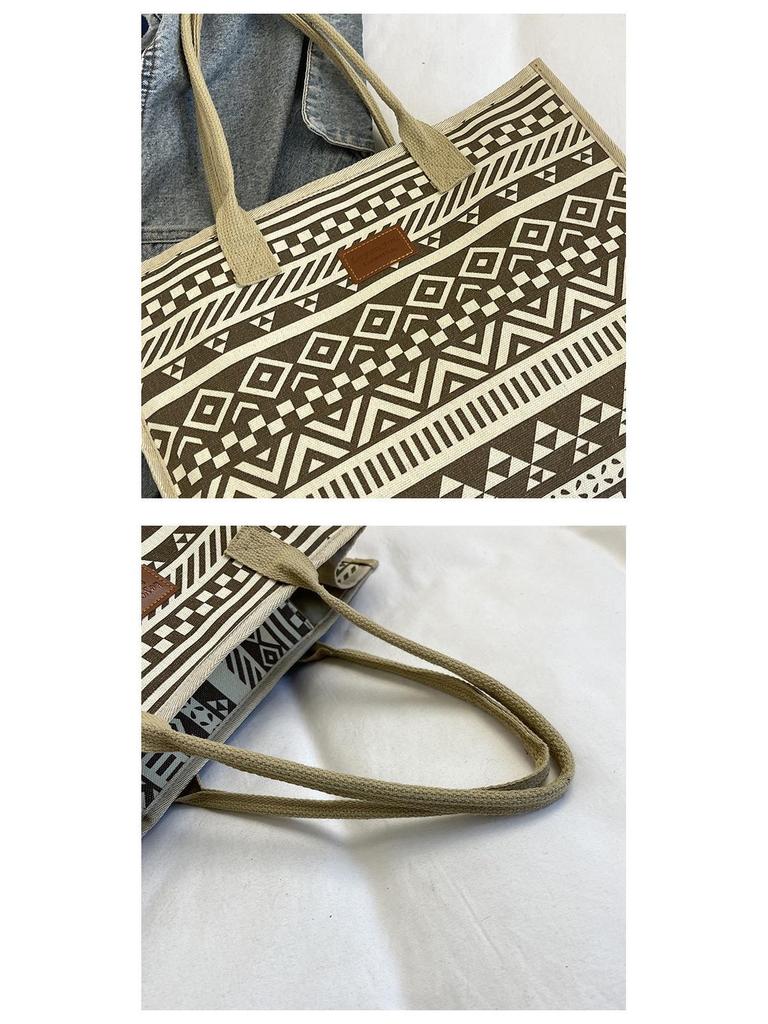Canvas-Tasche im Ethno-Stil: Handtasche mit großem Fassungsvermögen für Damen