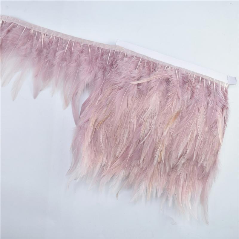 10Meters Leather Pink Rooster Neck Hackle Feather Trim Ribbon Pheasant Feathers Fringe for Crafts Plume Decoration Decor Plumas