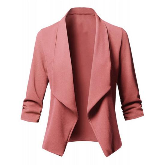 Fashion Women Small Suit Jacket Autumn Long Sleeve Top Solid Color Outwear