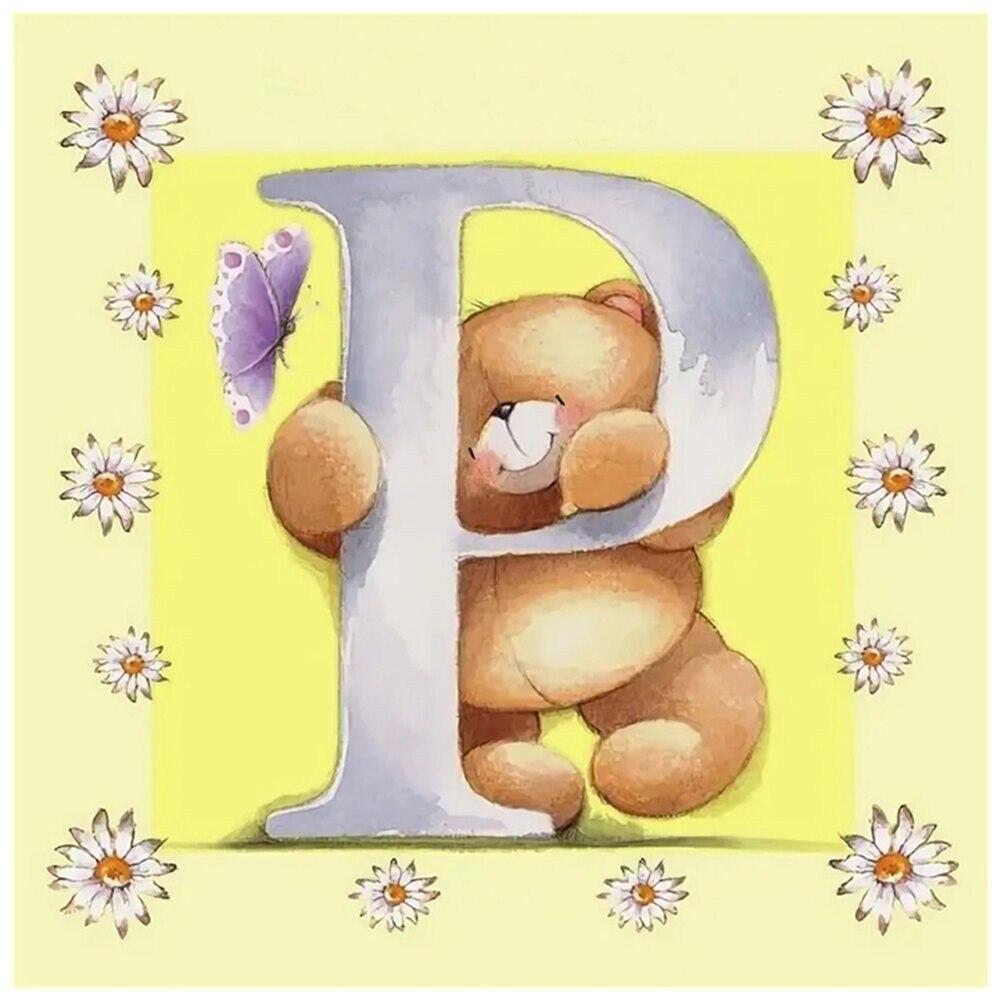 5D obraz diamentowy DIY alfabet kreskówka niedźwiedź 26 angielska litera diament mozaika obraz dżetów haft Home Decor prezent