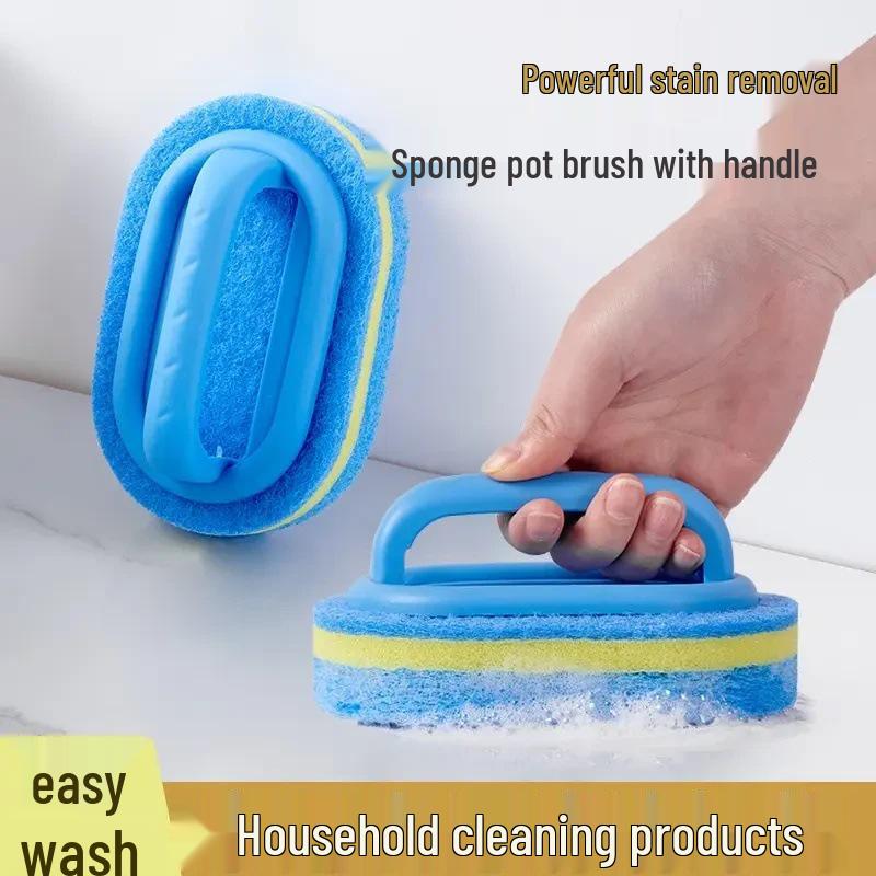 

Трехслойная толстая губка-скребок с ручкой для мытья посуды и кастрюль