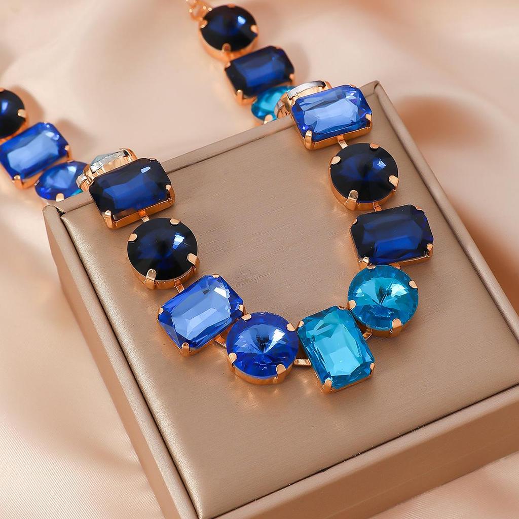 European American Niche Design Luxury Rhinestone Tassel Necklace