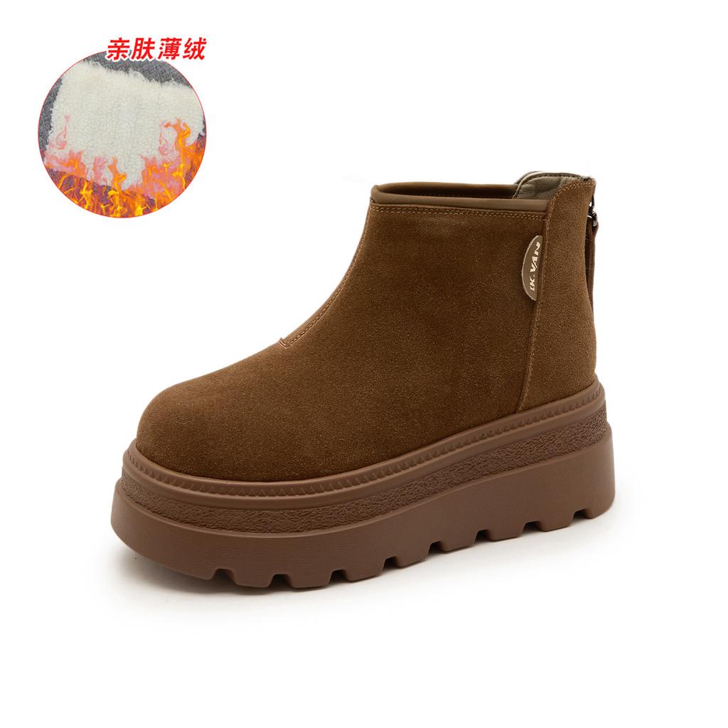 Small fashionable thick-soled heightened rear zipper Martin boots velvet winter short boots non-slip women's boots