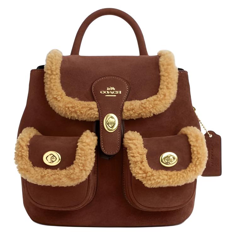 Coach Hadley 23 Gold Hardware Leather Backpack Medium Women backpack Brown CCZ25-IMYMY Basic Set BagDust Bag 29360₽