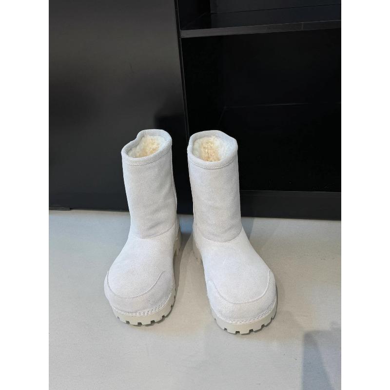 Autumn and Winter Thickness One-pedal Piled Thickened Warm Snow Boots Casual Versatile Short Medium Tube Fluffy Women's Cotton Shoes
