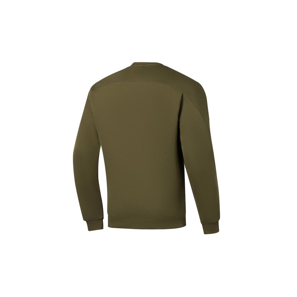 Li Ning Letter Casual Sports Round Neck Long Sleeve Sweatshirt Men sweatshirt Dark-Olive-Green AWDSF87-1