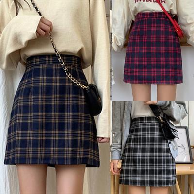 Fashion Women Plaid Printed Skirt Strap Elastic Ladies Slim Short Skirts