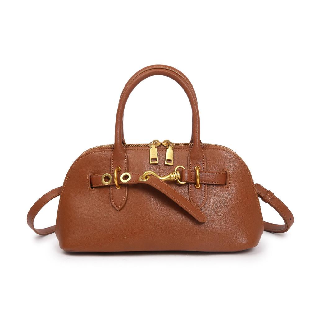 Cowhide Women's Shoulder Crossbody Simple and Fashionable Leather Bag Girls Large-capacity Shell Bag Handbag