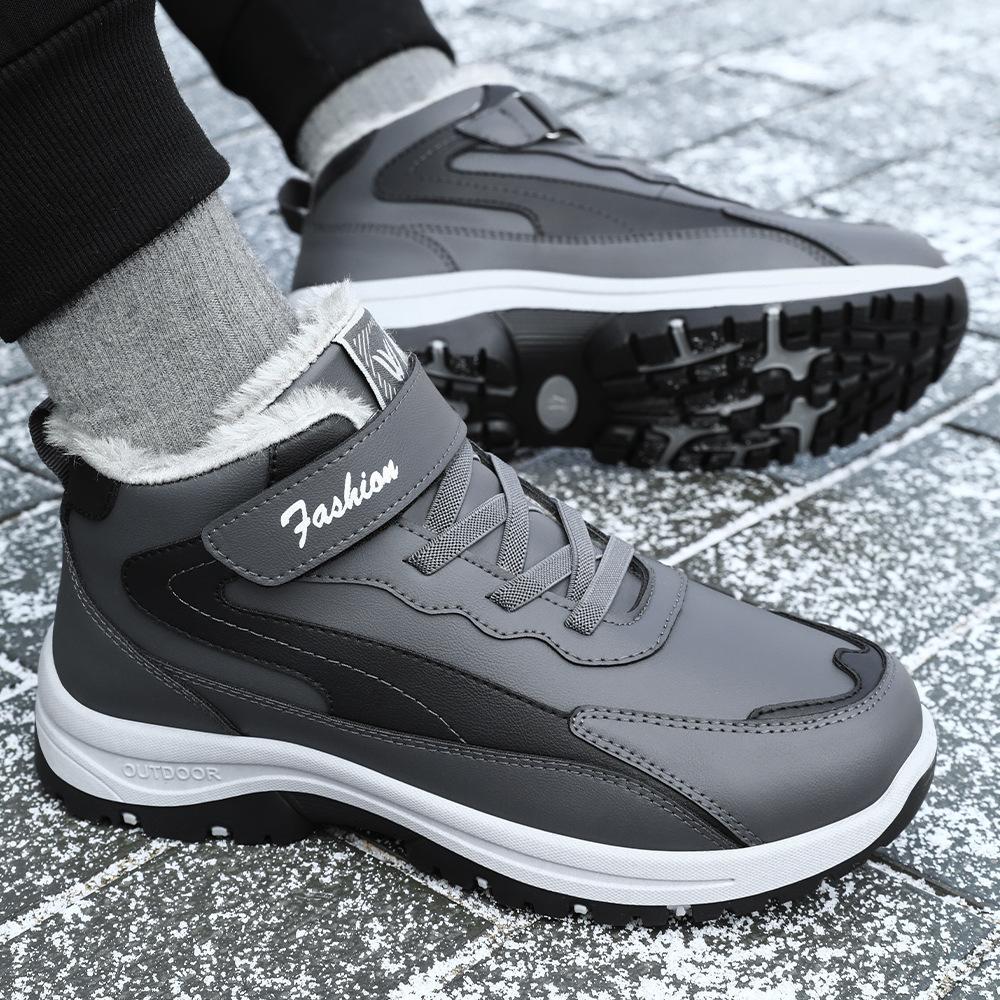 Cotton Shoes Men's Winter Large Size Velcro Cotton Boots Piled Thickened Snow Boots Cold-proof and Warm Boots Men's Thick-soled Men's Boots