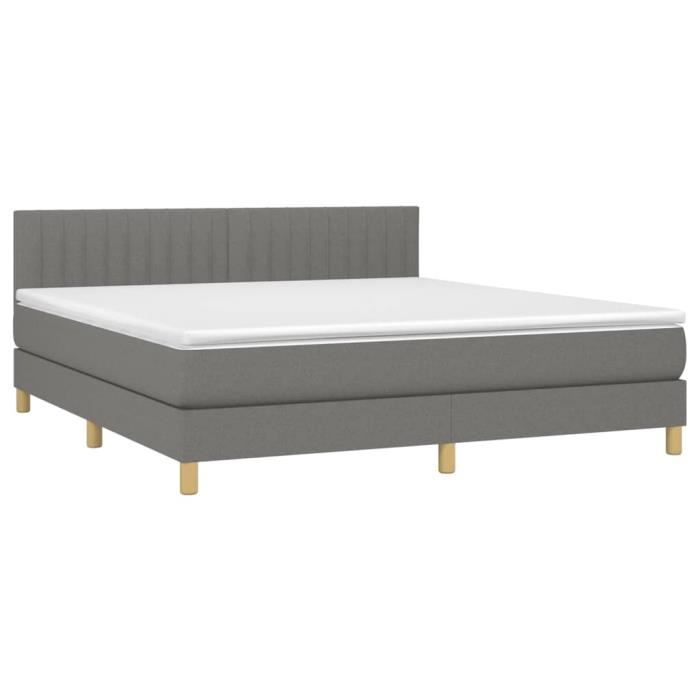 3140794 vidaXL Divan Bed with Mattress Dark Grey 180x200cm Fabric