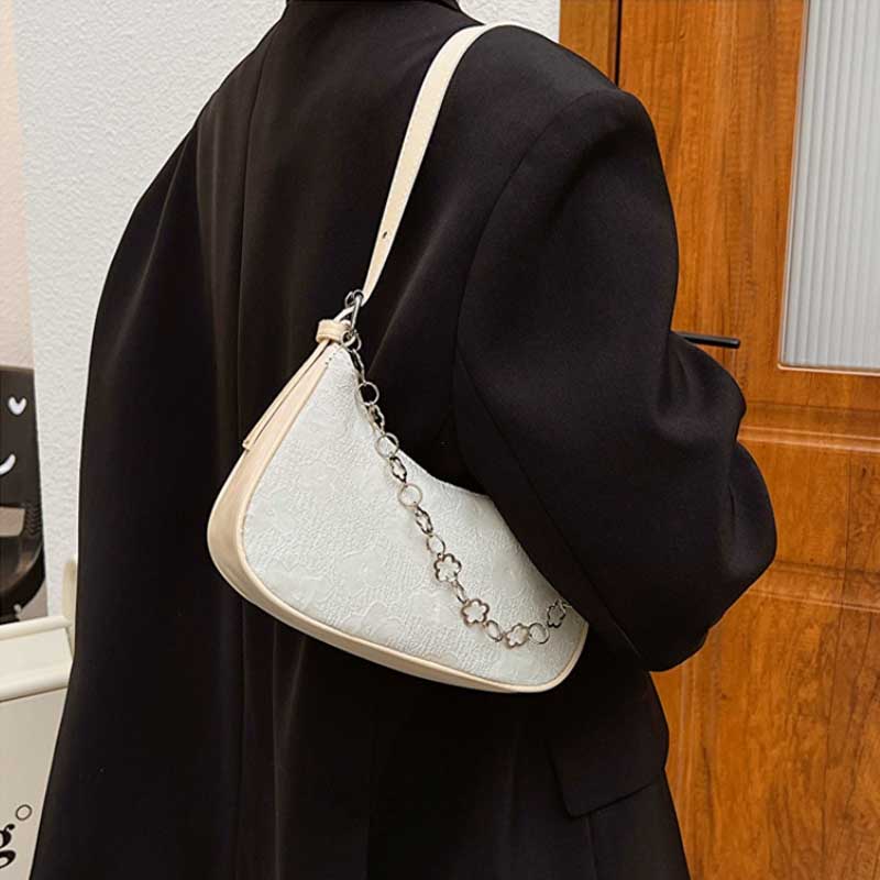 Schultertasche mit Blumenmuster, modische Kettendekoration, Handtasche, Umhängetasche, Geldbörse für Frauen, Damenhandtaschen, Schultertaschen, Bolsas