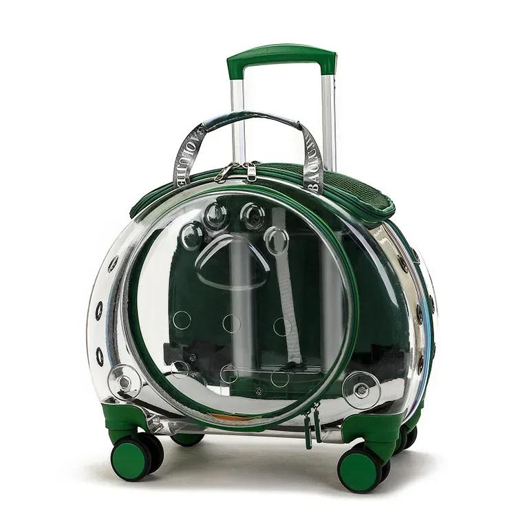 Tragbare Multifunktionale Haustier-Trolley-Box Sichtbare Transport-Katzenboxen Bequemer Transparenter Korb Reise-Tragetasche für Katzen
