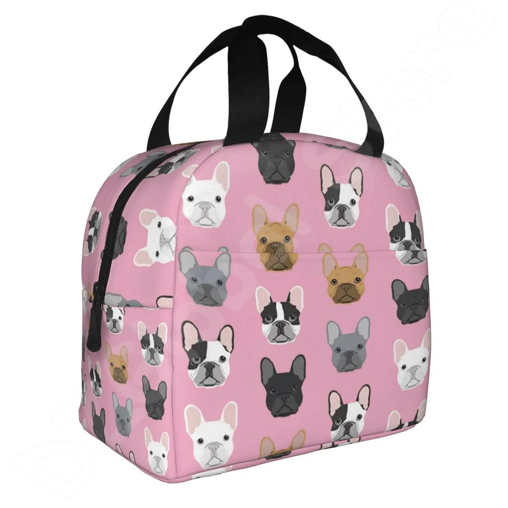 French Bulldogs Dog Insulated Lunch Bag for Women Men and Kids Large and Reusable Handle Freezable Work School Travel Tote Bags
