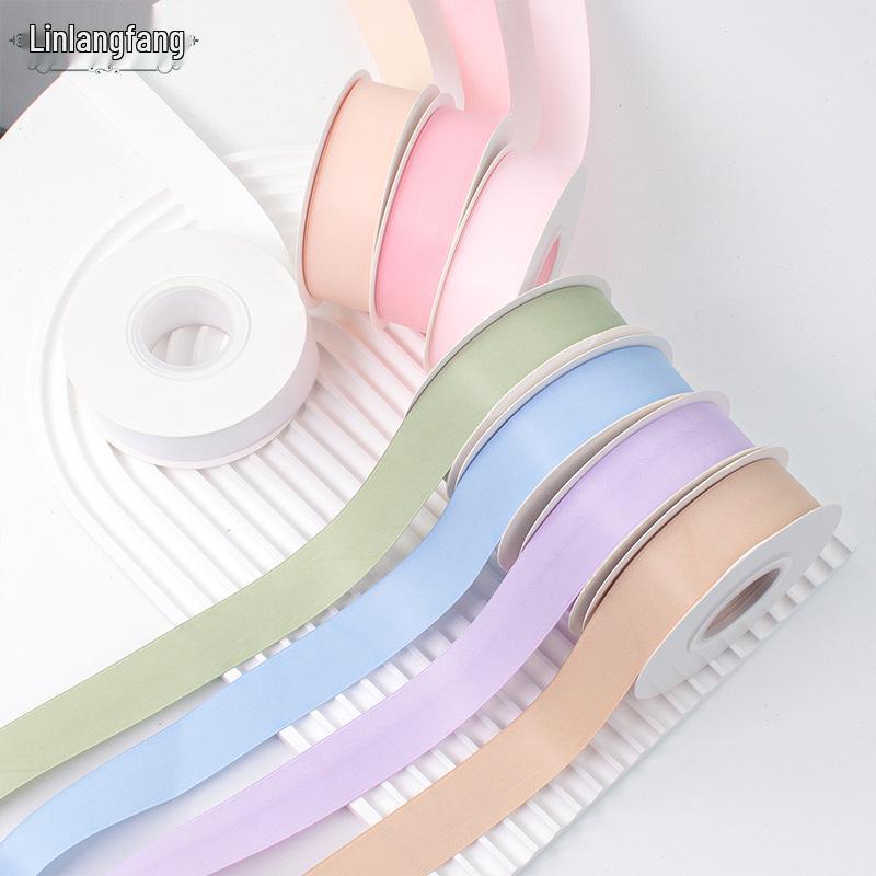 1cm Solid Matte Polyester Ribbon for Fresh Flower Bouquets - Single Color Woven Macaron Ribbon