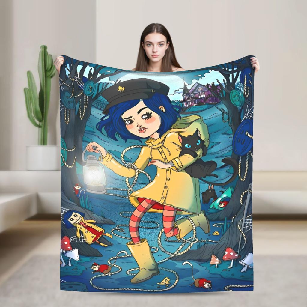 Super Soft BlanketChild Airplane Travel Coralines Throw Blanket Horror Flannel Bedspread For Living Room Comfortable Sofa Cover