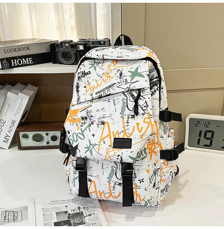 Schoolbag Trend Ins Backpack School Bag Casual Large Capacity Backpack Men's Trendy Brand Junior High School Students College Students Leisure Travel