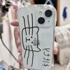Cute Line Kitty Pattern Phone Case For iPhone 17 16 15 14 13 12 11 Pro Max XR XS MAX 7 8 PLUS Y2K Cat Ears 3D Transparent Cover