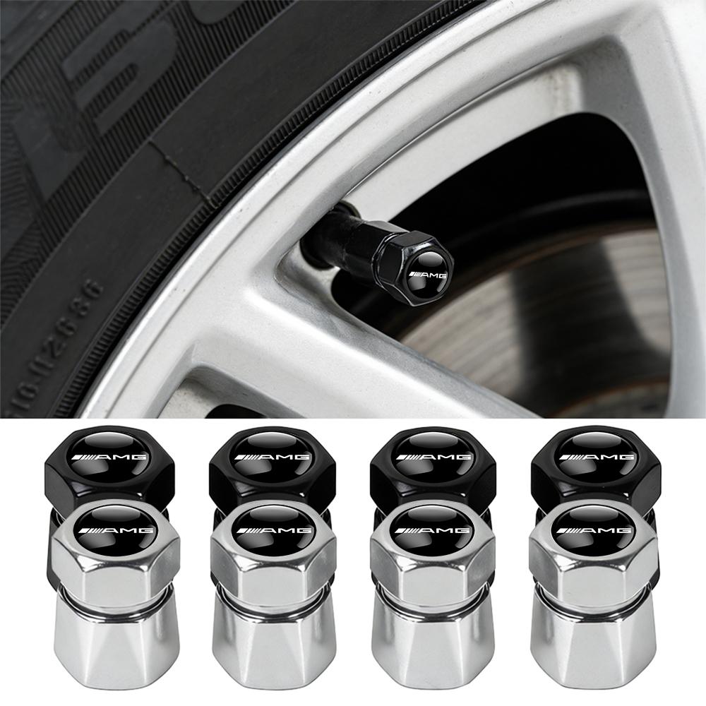 4Pcs Car Tire Valve Caps Metal Wheel Dust Covers Accessories FOR Mercedes Benz AMG W204 W205 W203 W211 W212 W213 W201 W210 W124