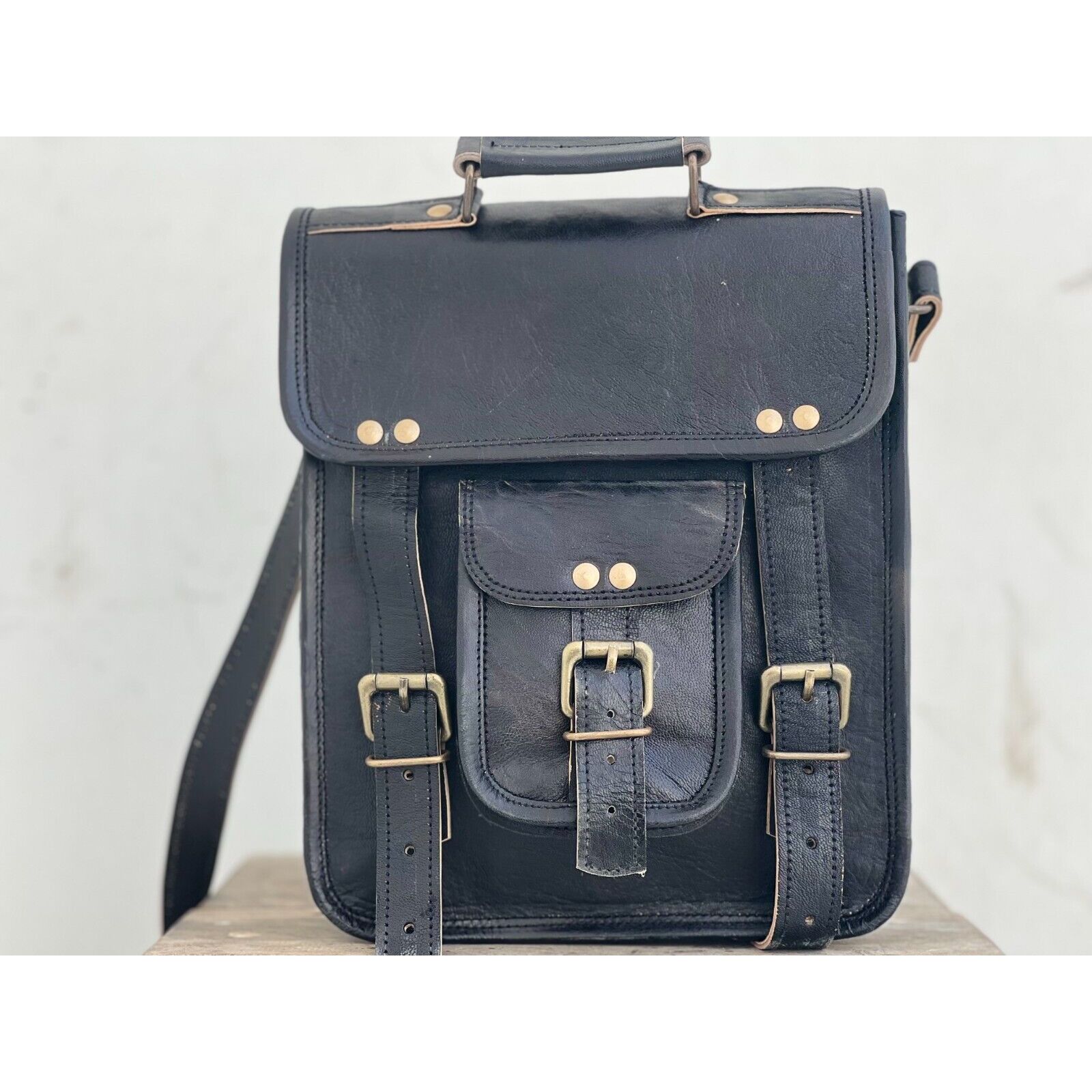 Кожаный винтажный кошелек на плечо 12 дюймов — фото 2