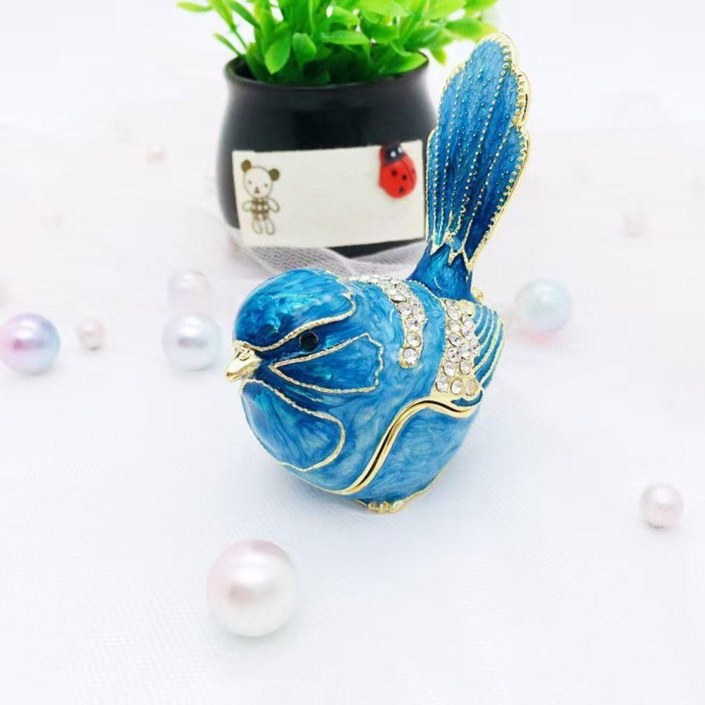 Mini Size Enameled Animal Figurines Pink Blue Color Bionic Ornaments  Jewelry Storage