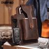 Men's Vintage Genuine Leather Phone Bag - Vertical Style, Durable Crazy Horse Leather, Belt Waist Bag for Work Use