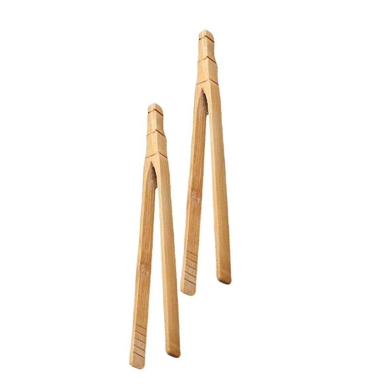 Set of 2 Bamboo Tongs Wood Utensils Bamboo Serving Tool Food Tongs Tea Utensils Suitable for Salads and Snacks