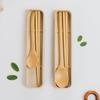 with Box Wooden Fork Chopsticks Natural Rice Soups Spoon Dinnerware Cutlery  Kitchen Accessories