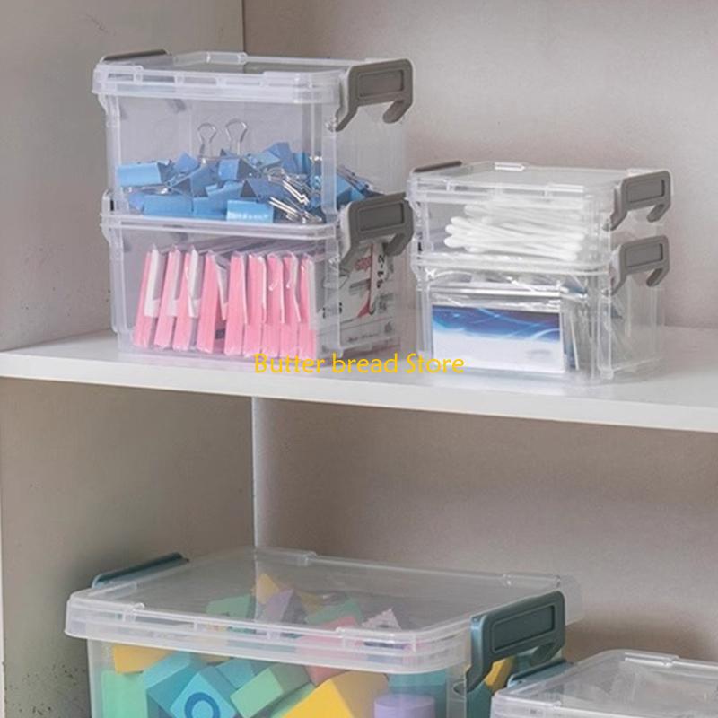 W89C Clear Storage Container Easy To Use Stackable Plastic Storage Bins with Lids for Home Office School