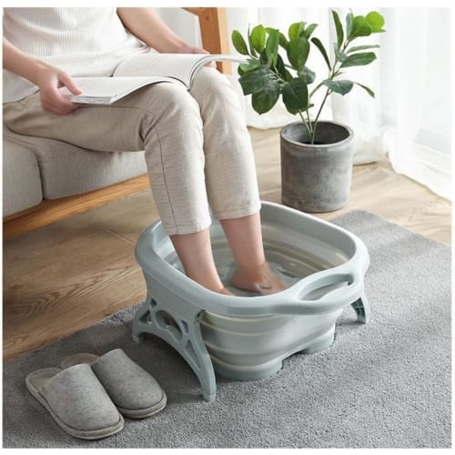 Folding Foot Bath Bucket, Compact Storage, Space-Saving, Lightweight, Portable, Perfect for Home Use, Keeps Feet Warm (Light Green)