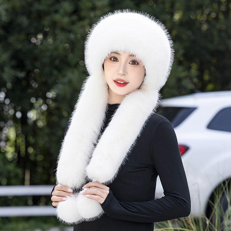 Winter New Warm Hat Scarf Integrated Thickened Cold-proof Windproof Neck Protection Cycling Headhat Fashionable Women's Hat