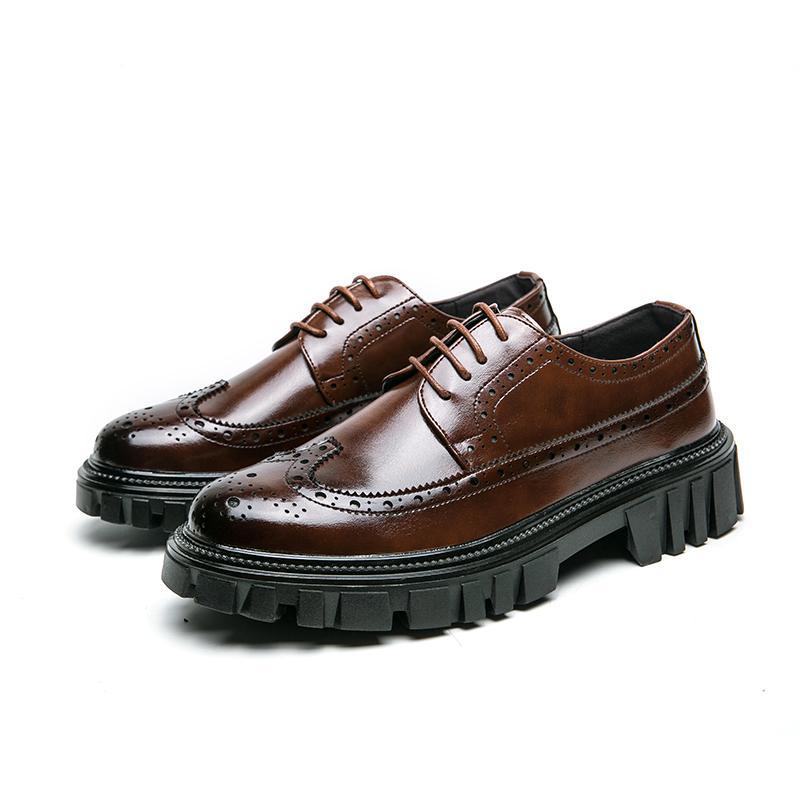 Large size 45 business casual fashion casual leather shoes Korean version platform trend young hairstylist men's shoes