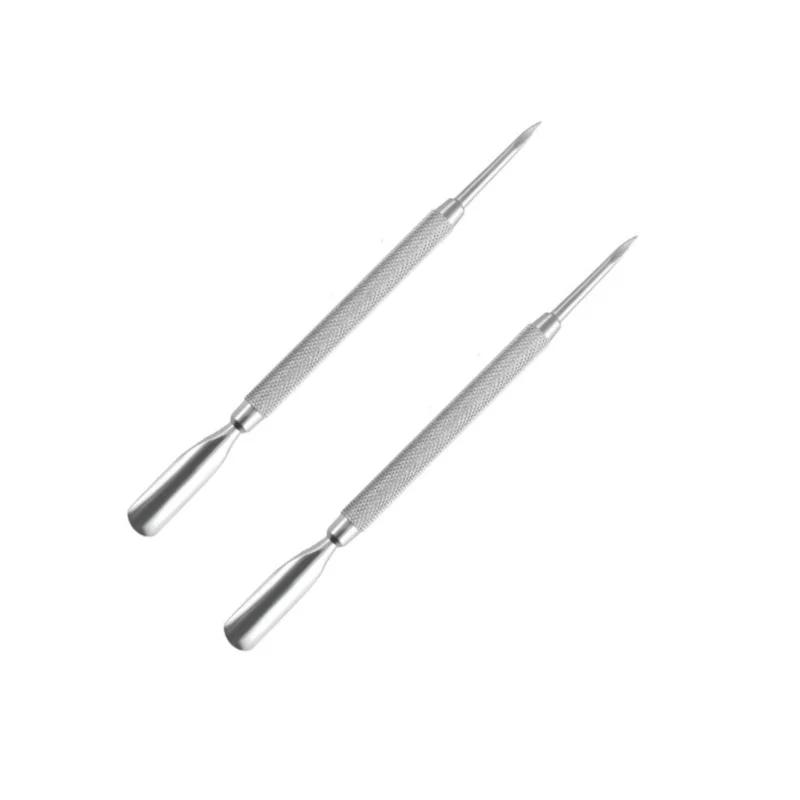 Doppelkopf-Nagelhautschieber aus Edelstahl Maniküre-Werkzeuge für Nägel Politur Kleber Nagelhautentferner Zubehör