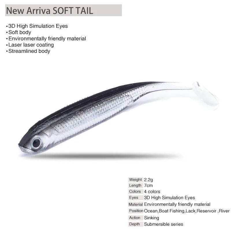 5Pcs Jig Head Fishing Soft Lure Colorful T Tail Fishing Bait Artificial Vivid Worm Lure Carp Bass Swimbait Wobbler Tackle Bait