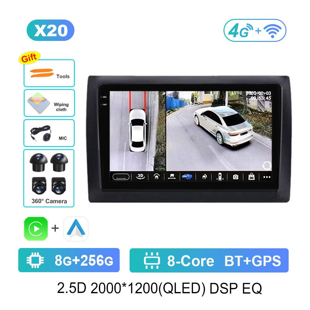 Car Radio Multimedia Player Android 14 for Fiat Stilo 2002 - 2010 4G DSP Stereo Navigation GPS Bluetooth QLED Touch Screen