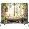 2D Happy Easter Backdrop Cloth 2D Print Floral Garden Bunny Living Room Wall Decor