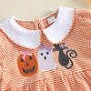 Citgeett Summer Halloween Infant Baby Girls Striped Bodysuit Embroidery Short Sleeve Jumpsuit Clothes
