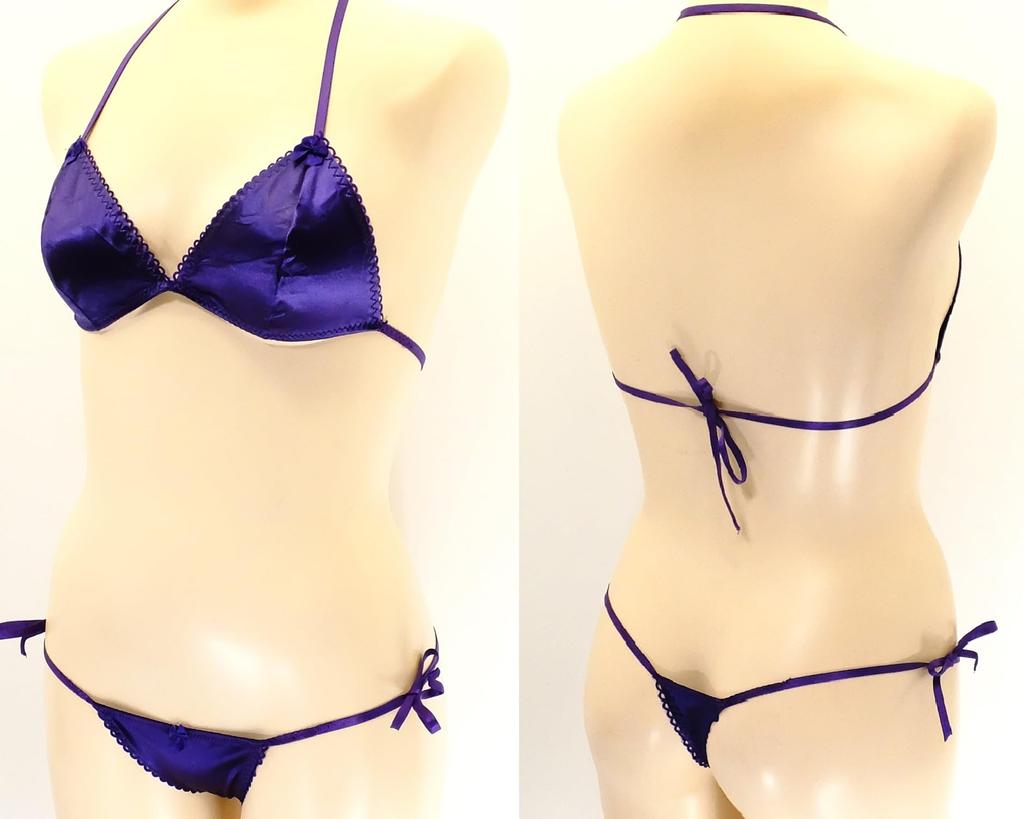 Remote Rotor Micro Bikini with Pocket Tiny Sexy Lingerie Extreme Cosplay Swimsuit Underwear B4HB Purple F [Cat Select] T-Back