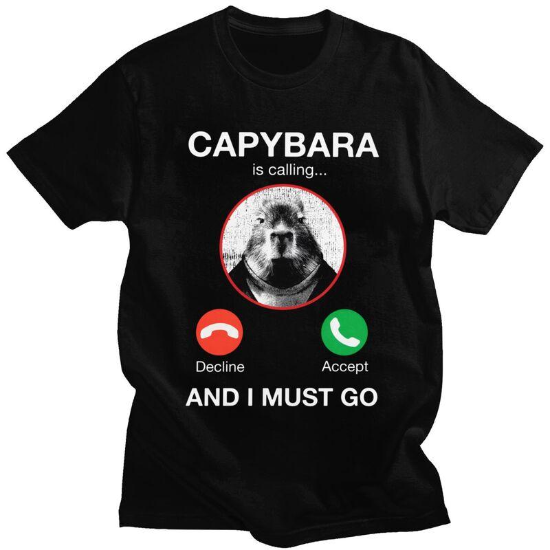 Capybara Is Calling And I Must Go Tshirt for Unisex Short Sleeves T Shirt Fashion Tshirts Pure Cotton Tees Birthday Gift