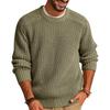 Maglione da Uomo a Manica Lunga Tinta Unita Girocollo Maglia Lavorata a Maglia Pullover Retro Largo Maglione Jumper