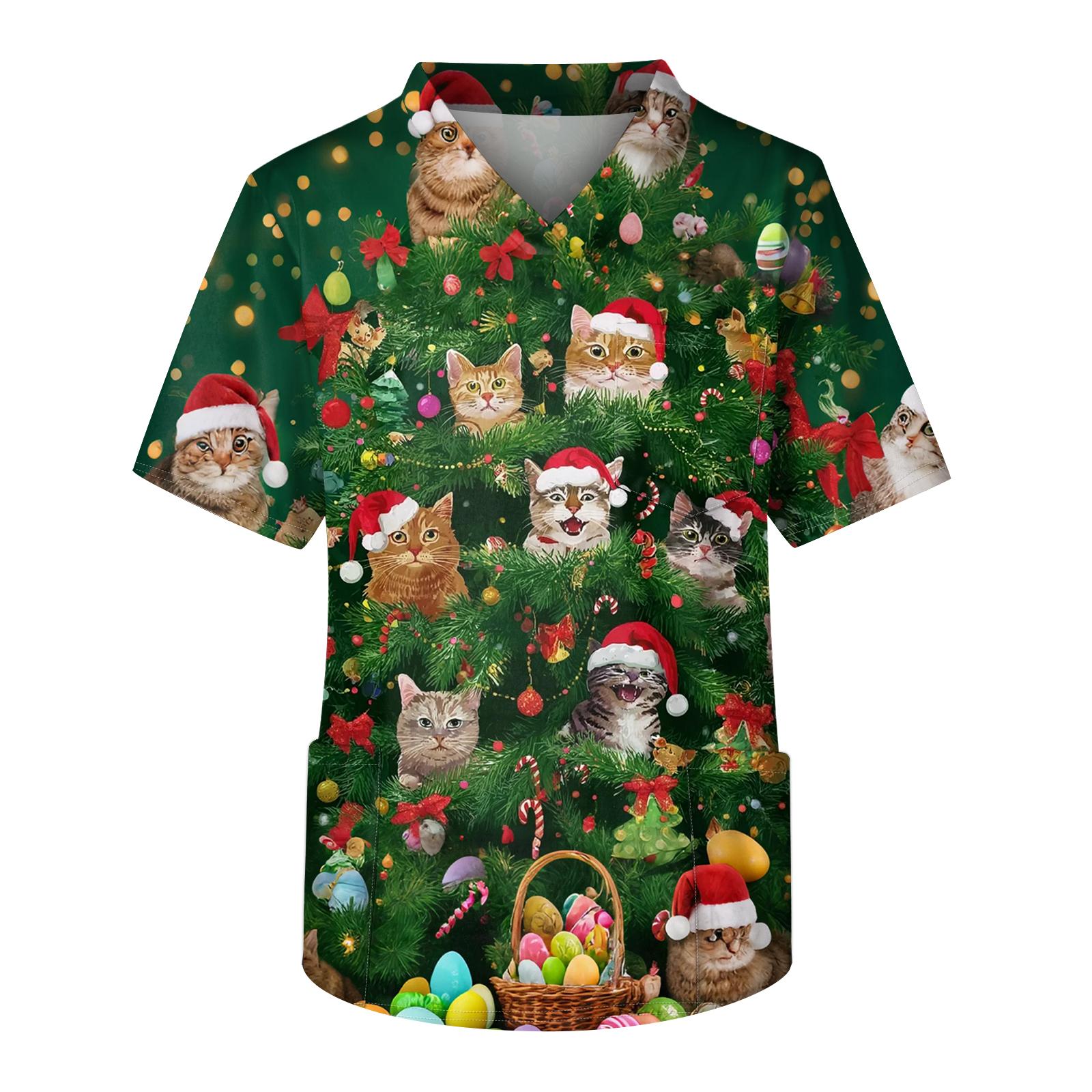 

Мужская рабочая блузка с короткими рукавами и v-образным вырезом с принтом, топ с нагрудным карманом L