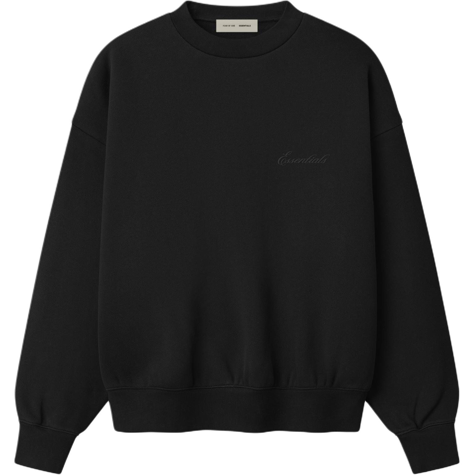 Fear of God Essentials Signature Classic Crewneck Sweatshirt Vintage Black Unisex Bottoms 192AS262042F M
