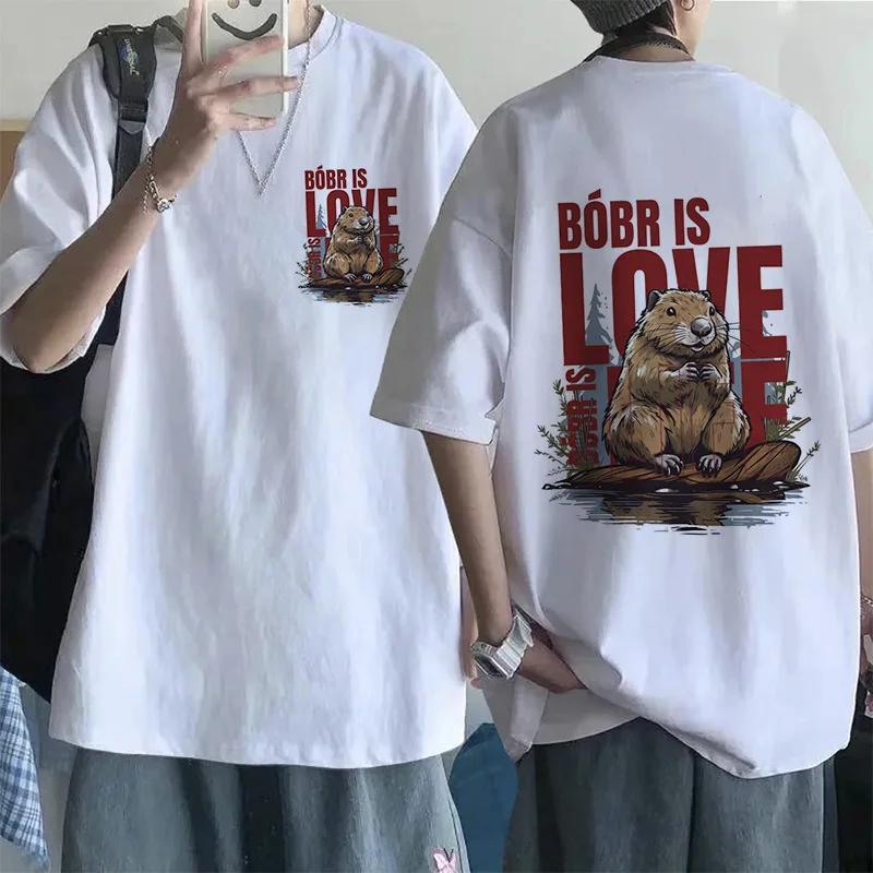 Bobr Kurwa Cartoon Tee Shirt for Mem Women Funny Tops Streetwear Kurwa Bober Harajuku Y2k Pocket Tshirt Fashion Mange T-shirt