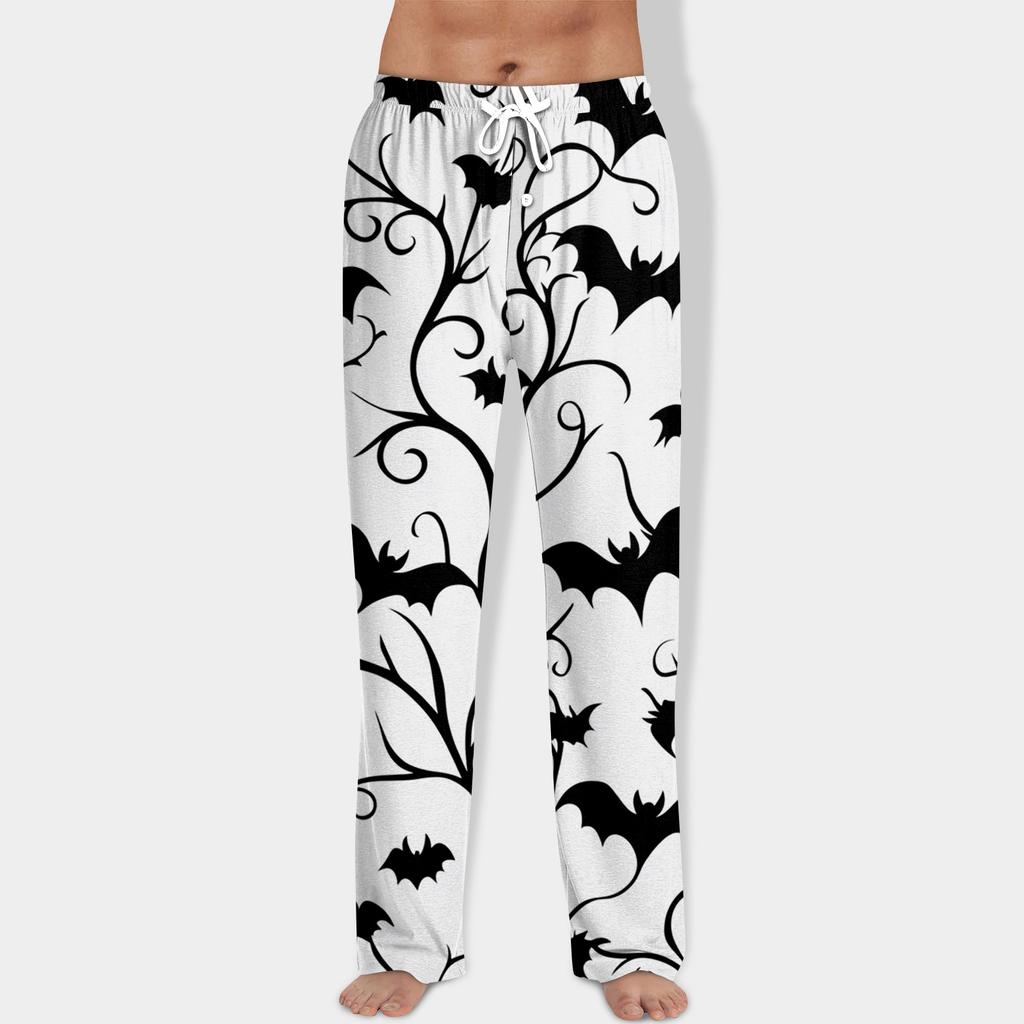 Men's Halloween Print Drawstring Pants Casual Pajama Pants