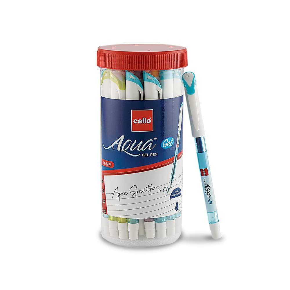

Набор гелевых ручек Cello Aqua Blue, 1 упаковка x 25 штук, для студентов, офисного использования, гладкое водостойкое письмо