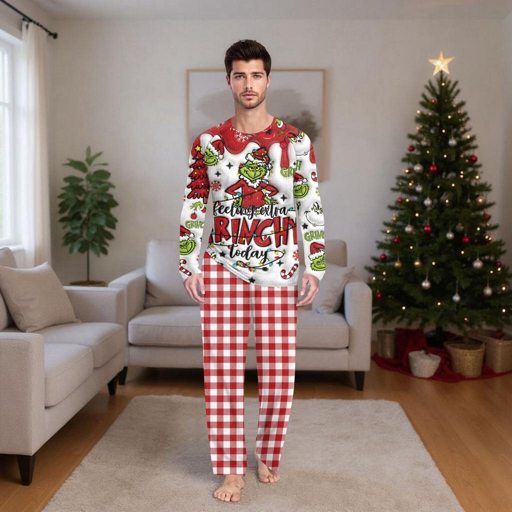 Christmas Prints Family Matching Long Sleeve Tops+Pants Set Family Matching Sets