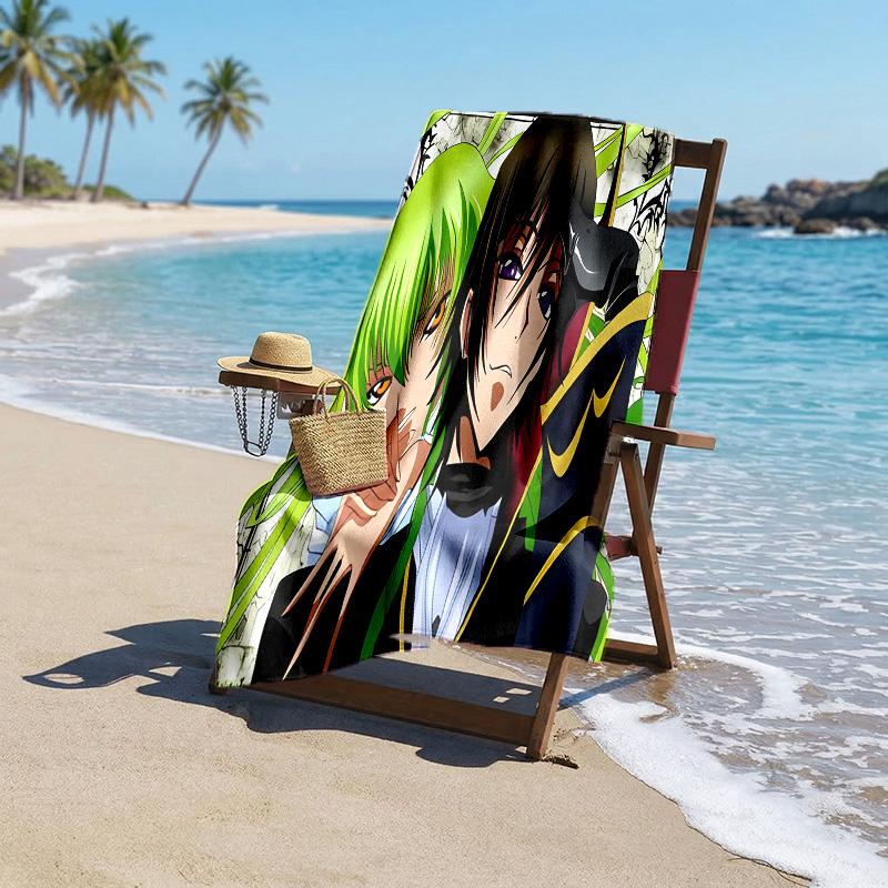 Beach Towel with Anime Code Geass Pattern - soft,absorbent,machine washable Lightweight&Modern,swimming,Travel Essentials