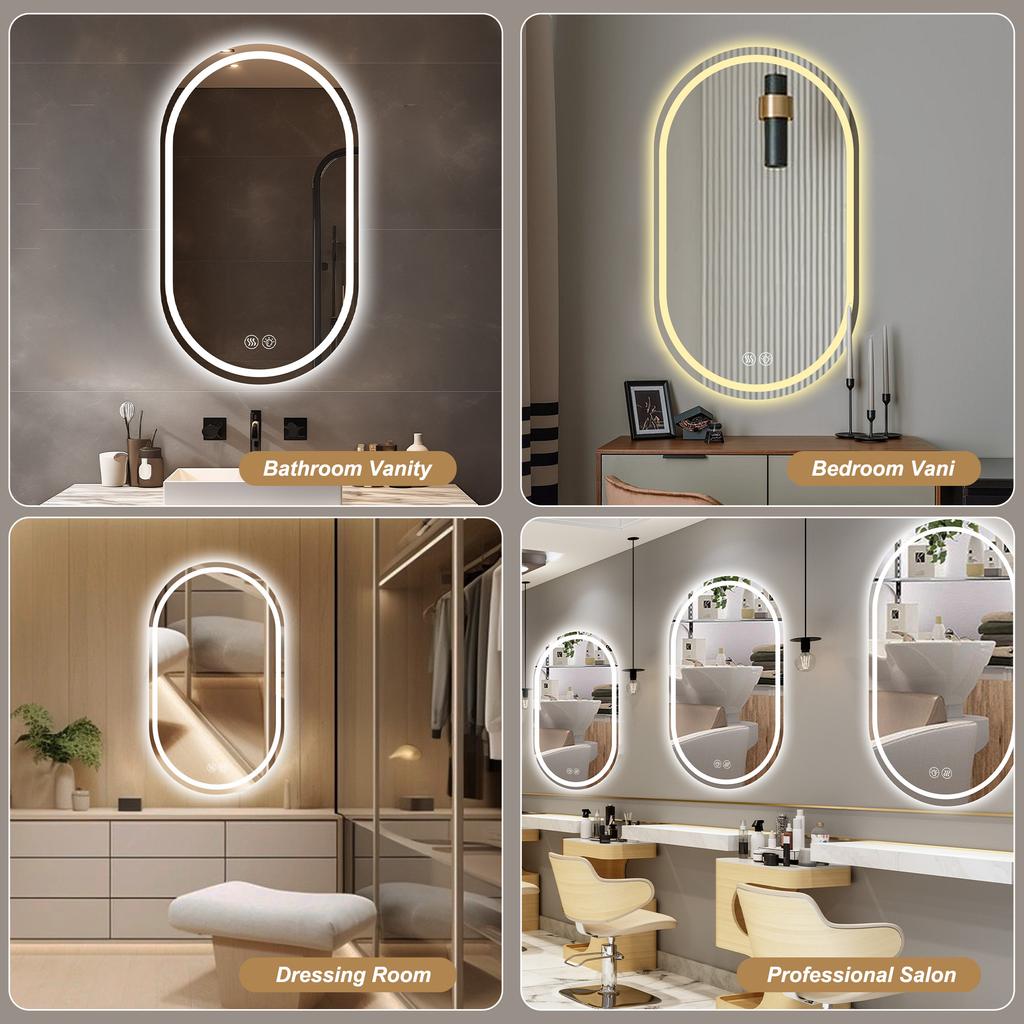 60*90cm  Frameless Oval Wall-Mounted Smart Mirror, Anti-Fog Touch Screen Bathroom Mirror